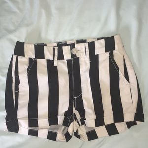 American Eagle Black and White Striped Jean Shorts
